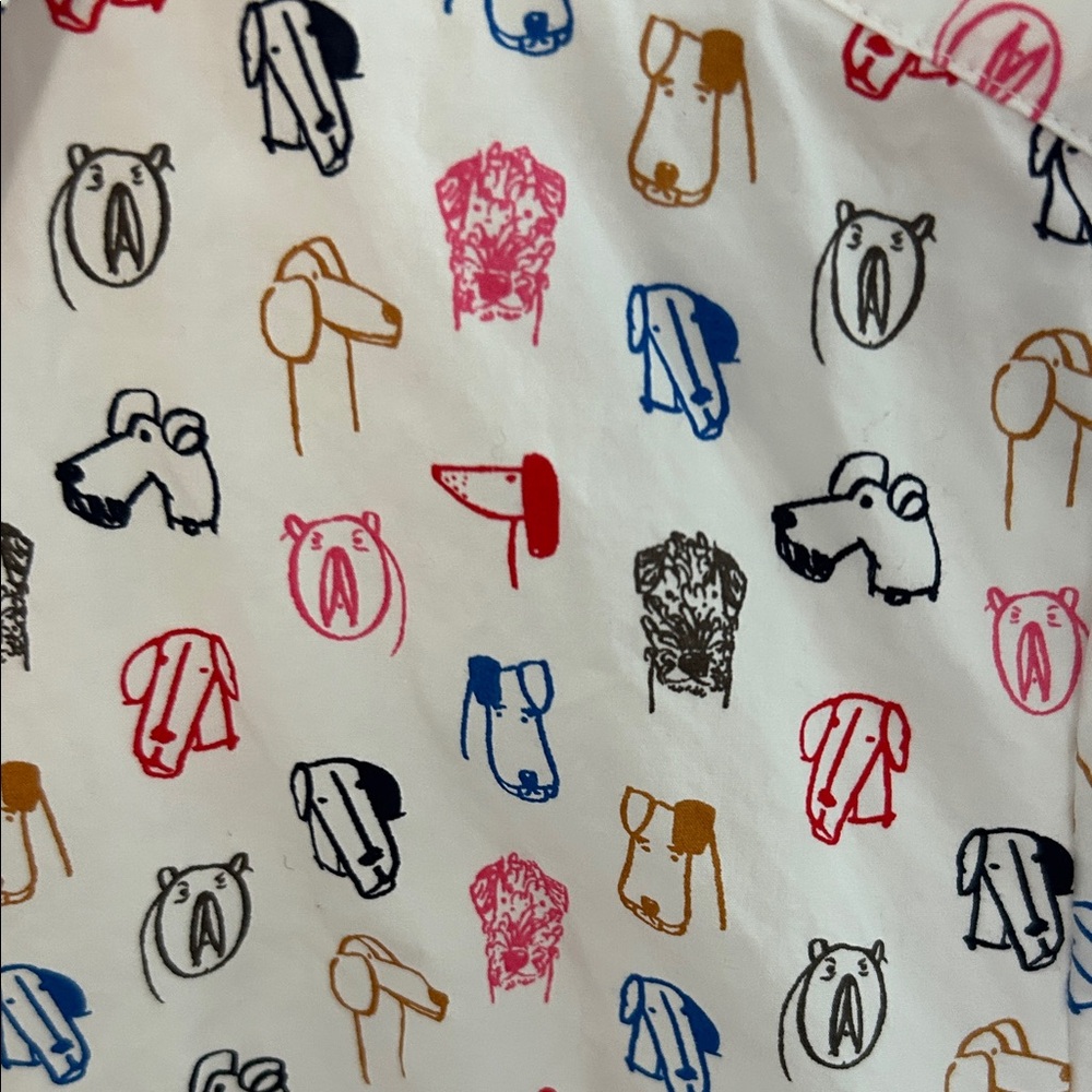 Boden size 6 White Button-Up Blouse with Red & Blue Novelty Print - Picture 3 of 8